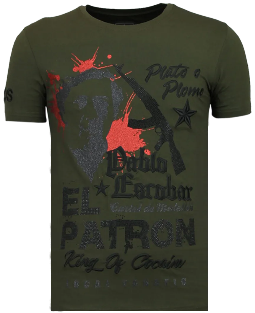 EL PATRON PABLO  RHINESTONE TSHIRT  KHAKI