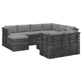 Medina 10-delige Loungeset met kussens pallet massief grenenhout