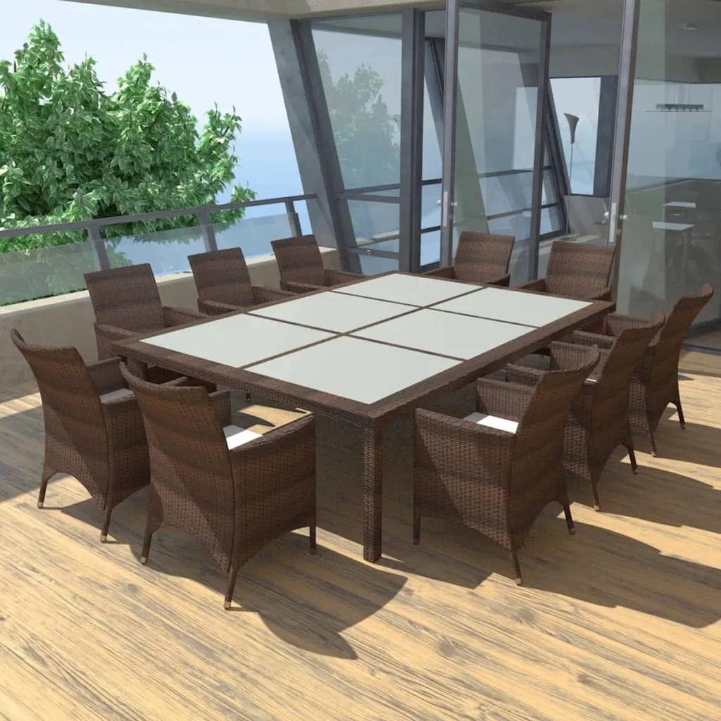 MEDINA 11DELIGE TUINSET MET KUSSENS POLY RATTAN BRUIN