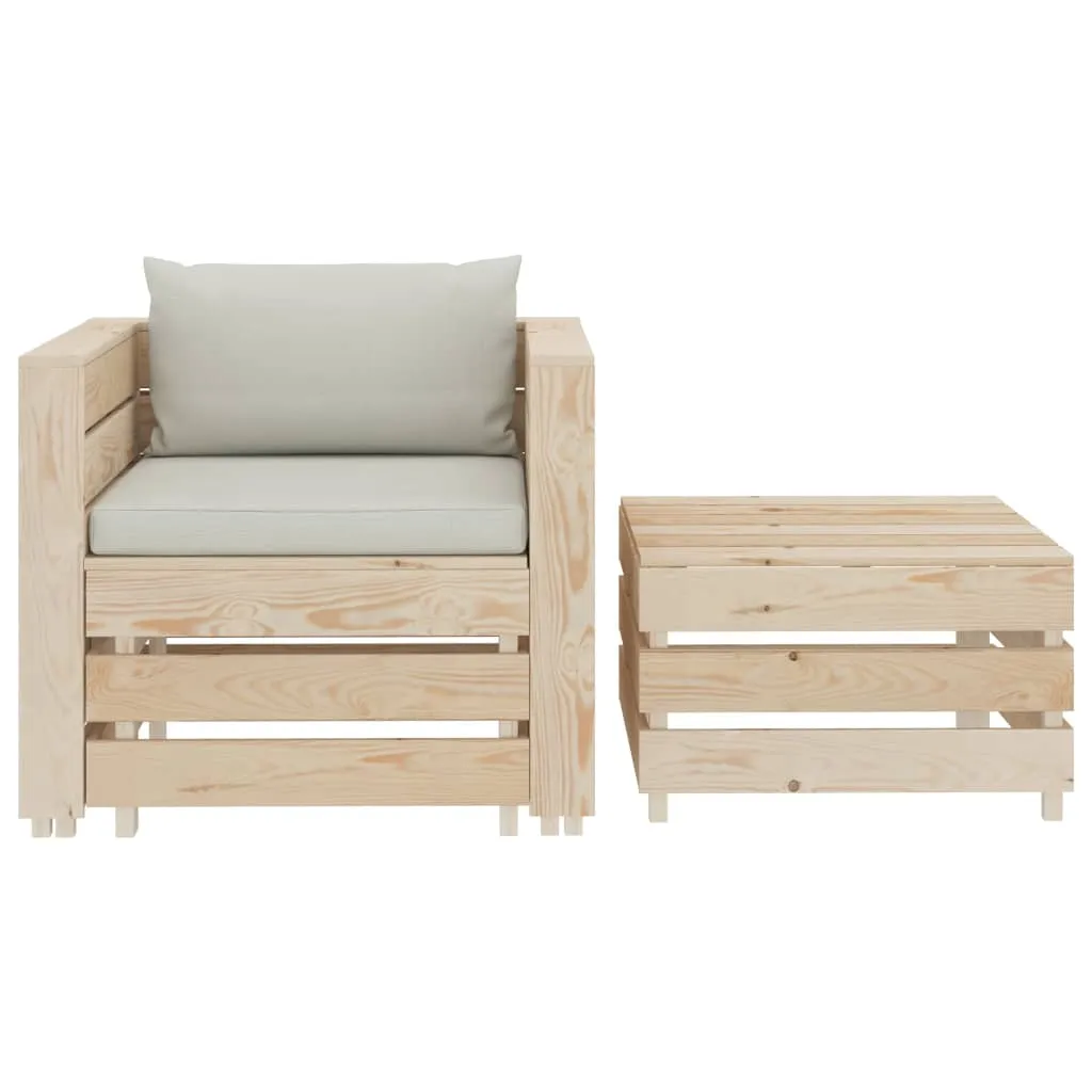 MEDINA 2DELIGE LOUNGESET MET BEIGE KUSSENS HOUT