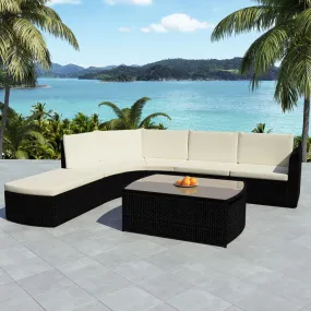 Medina 4-delige Loungeset met kussens poly rattan zwart