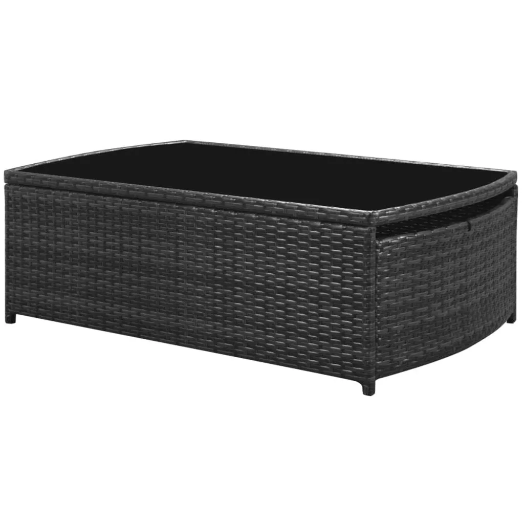 MEDINA 4DELIGE LOUNGESET MET KUSSENS POLY RATTAN ZWART