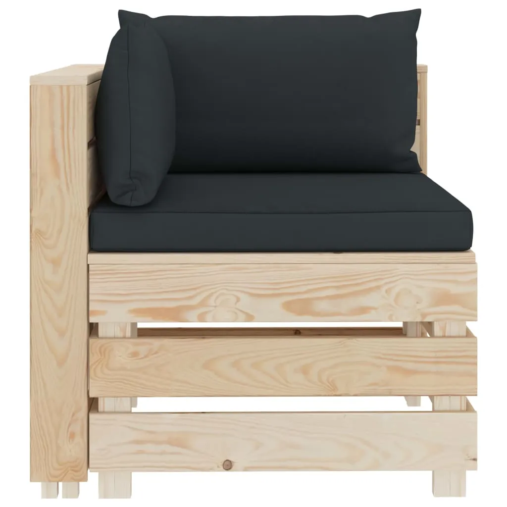 MEDINA 6DELIGE LOUNGESET MET ANTRACIETKLEURIGE KUSSENS PALLET HOUT