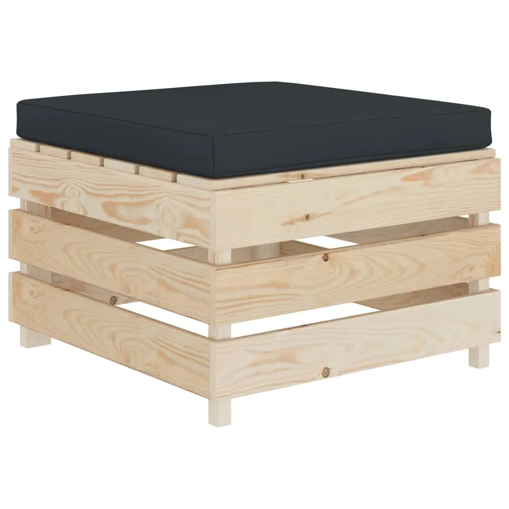 MEDINA 6DELIGE LOUNGESET MET ANTRACIETKLEURIGE KUSSENS PALLET HOUT