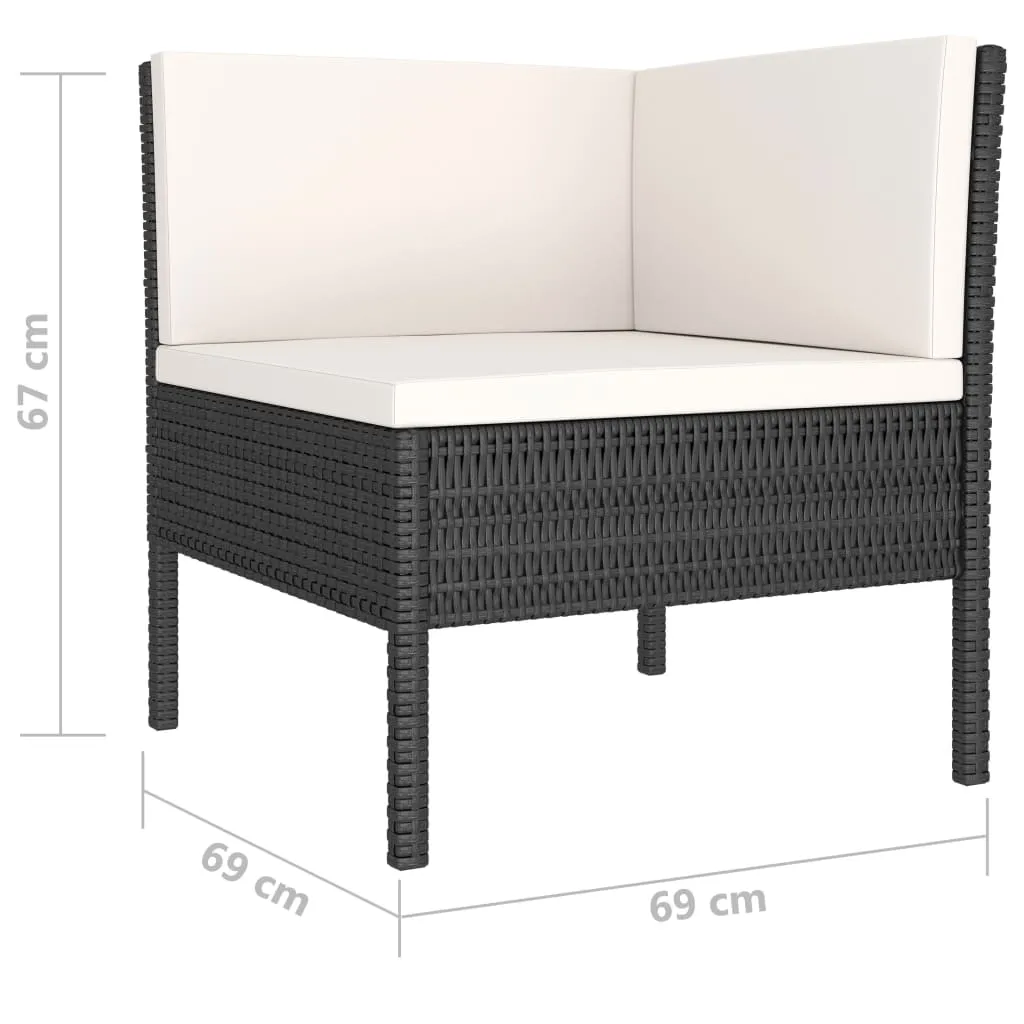 MEDINA 6DELIGE LOUNGESET MET KUSSENS POLY RATTAN ZWART