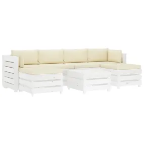 Medina 7-delige Loungeset met crèmekleurige kussens pallet hout