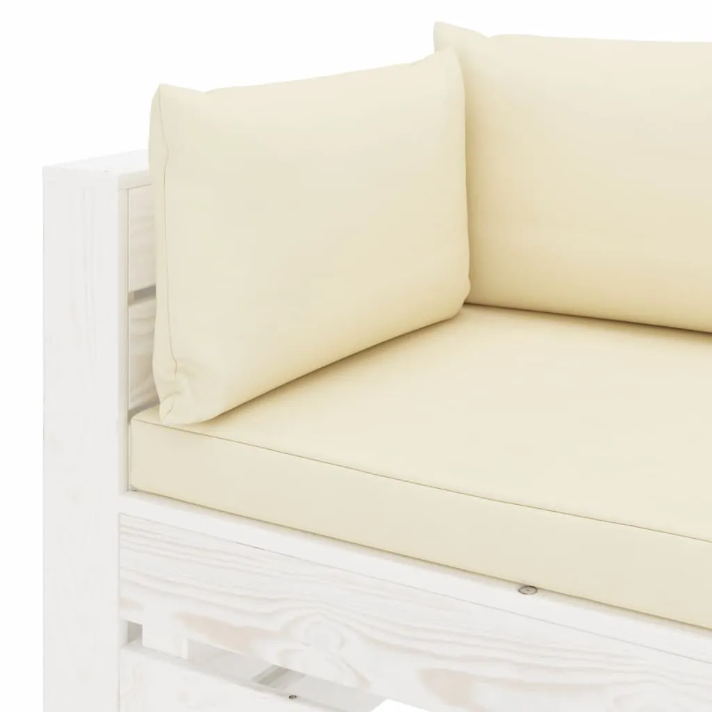 MEDINA 7DELIGE LOUNGESET MET CRèMEKLEURIGE KUSSENS PALLET HOUT