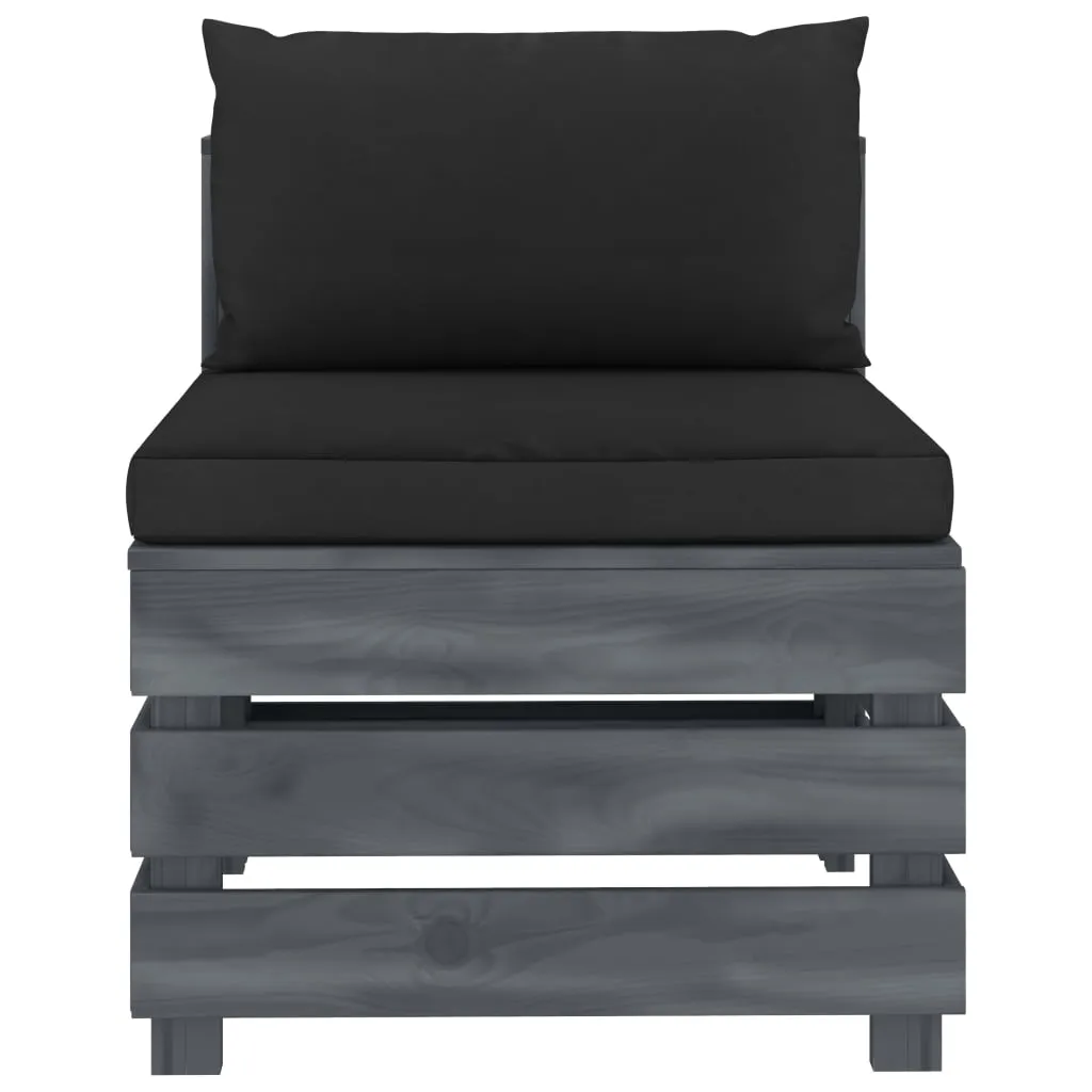 MEDINA 8DELIGE LOUNGESET MET ZWARTE KUSSENS PALLET HOUT