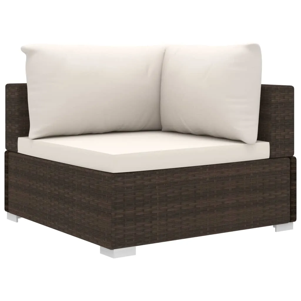 MEDINA 9DELIGE LOUNGESET MET KUSSENS POLY RATTAN BRUIN