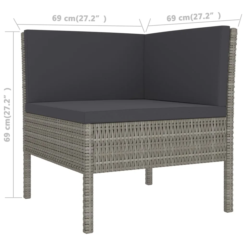 MEDINA 9DELIGE LOUNGESET MET KUSSENS POLY RATTAN GRIJS