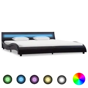 Medina Bedframe met LED kunstleer zwart 180x200 cm