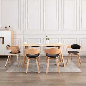 Medina Eetkamerstoelen 6 st gebogen hout en kunstleer