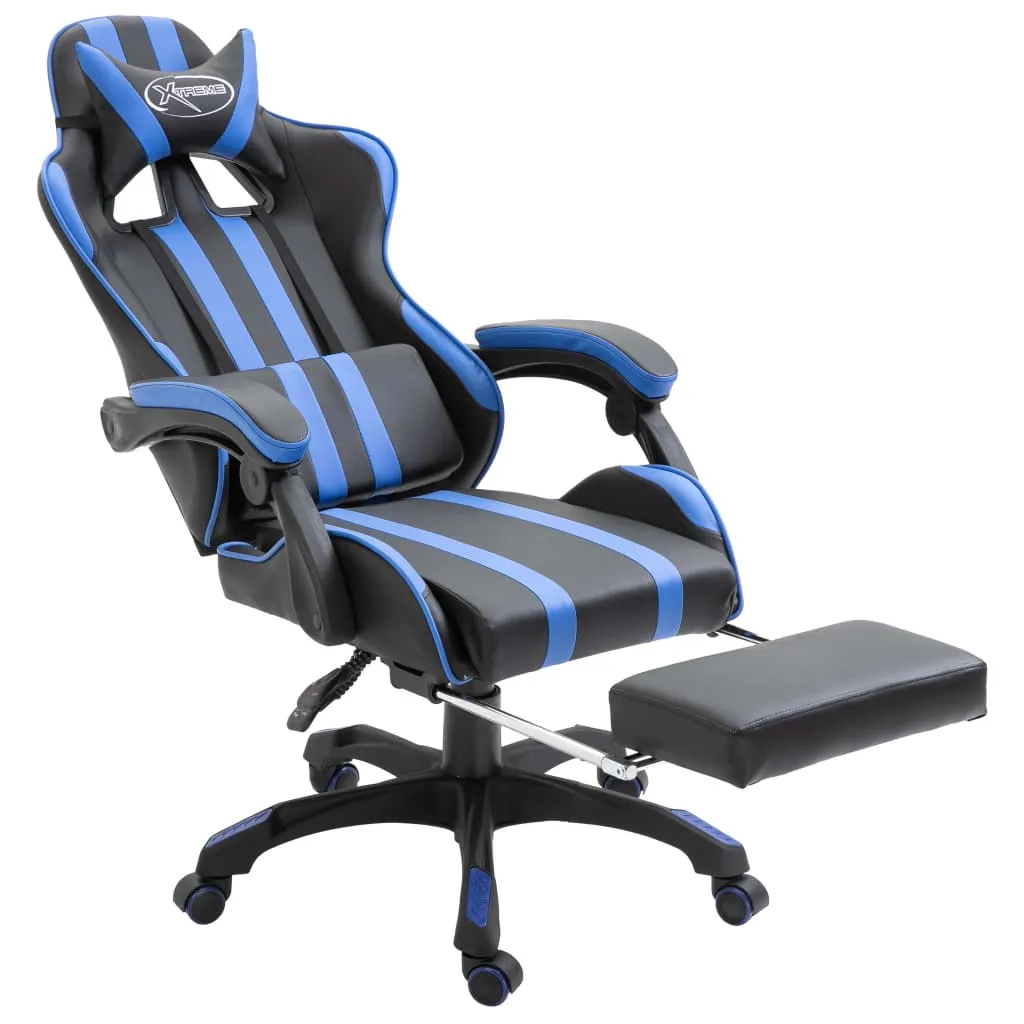 Medina Gamestoel met voetensteun kunstleer blauw