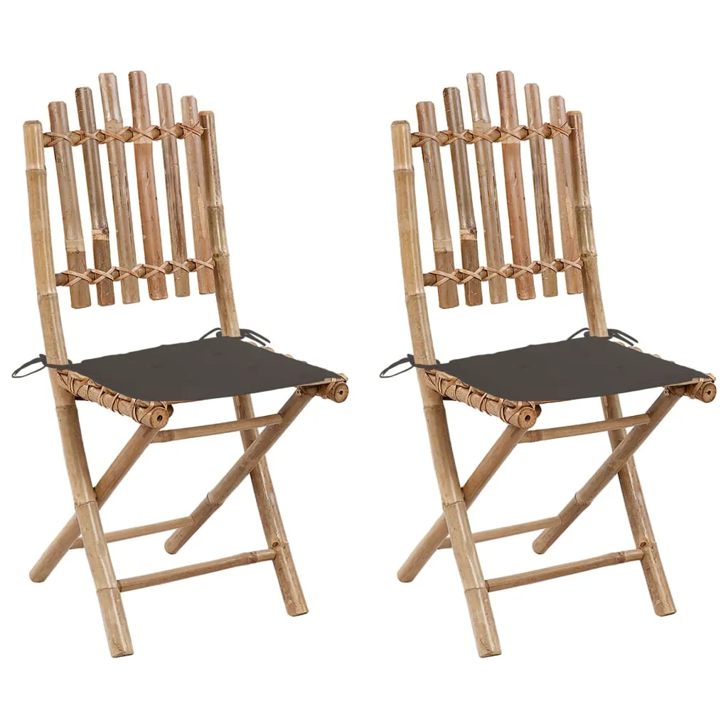 Medina Tuinstoelen 2 st inklapbaar met kussens bamboe