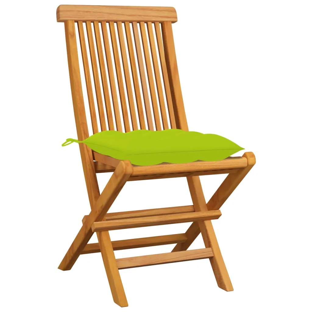 Medina Tuinstoelen 4 st met heldergroene kussens massief teakhout