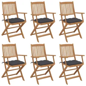 Medina Tuinstoelen 6 st inklapbaar met kussens massief acaciahout
