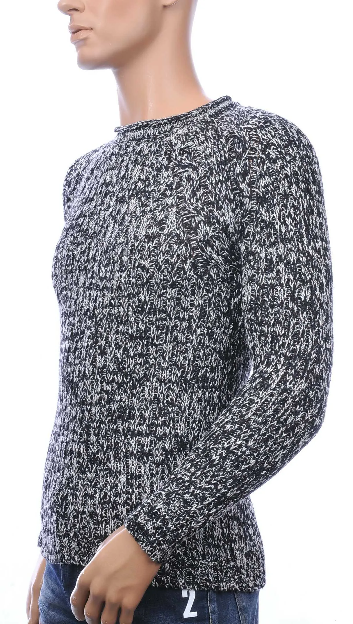 Trick0 grof gebreide ronde hals heren wintertrui Rood