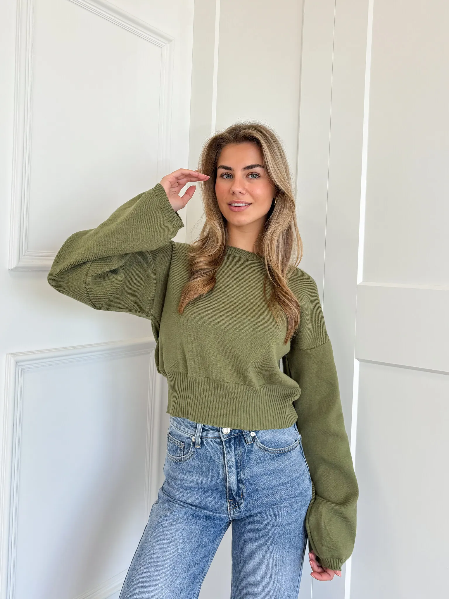 Trui June groen Cropped trui